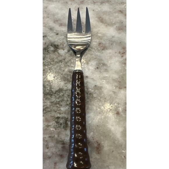 NEW Lot of 4 Noritake Primastone 18-8 Brown Stainless Salad Forks 6 1/2" MCM - Picture 1 of 3